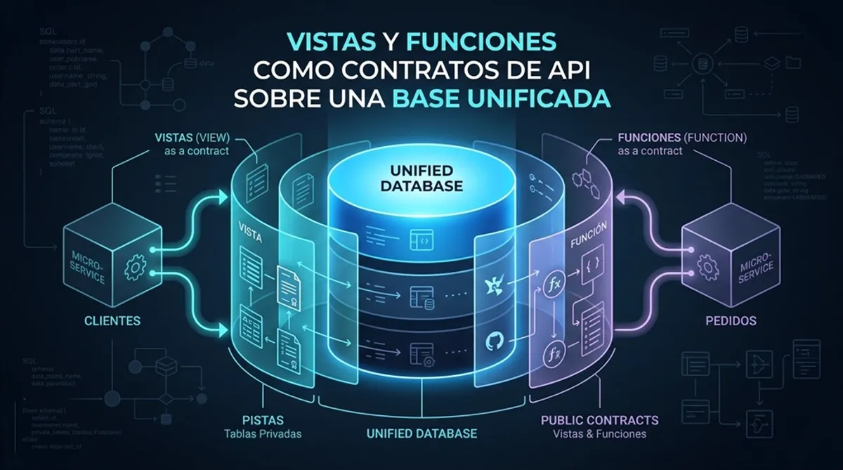 Vistas y funciones como contratos de API sobre una base unificada