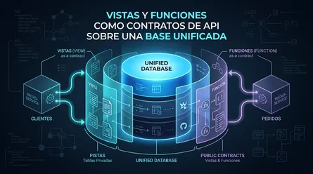 Vistas y funciones como contratos de API sobre una base unificada