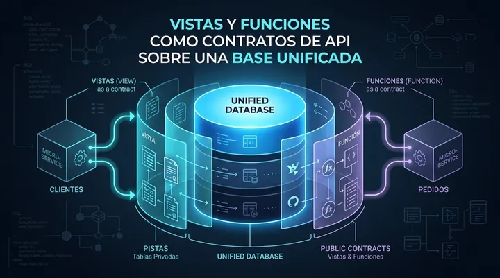 Vistas y funciones como contratos de API sobre una base unificada
